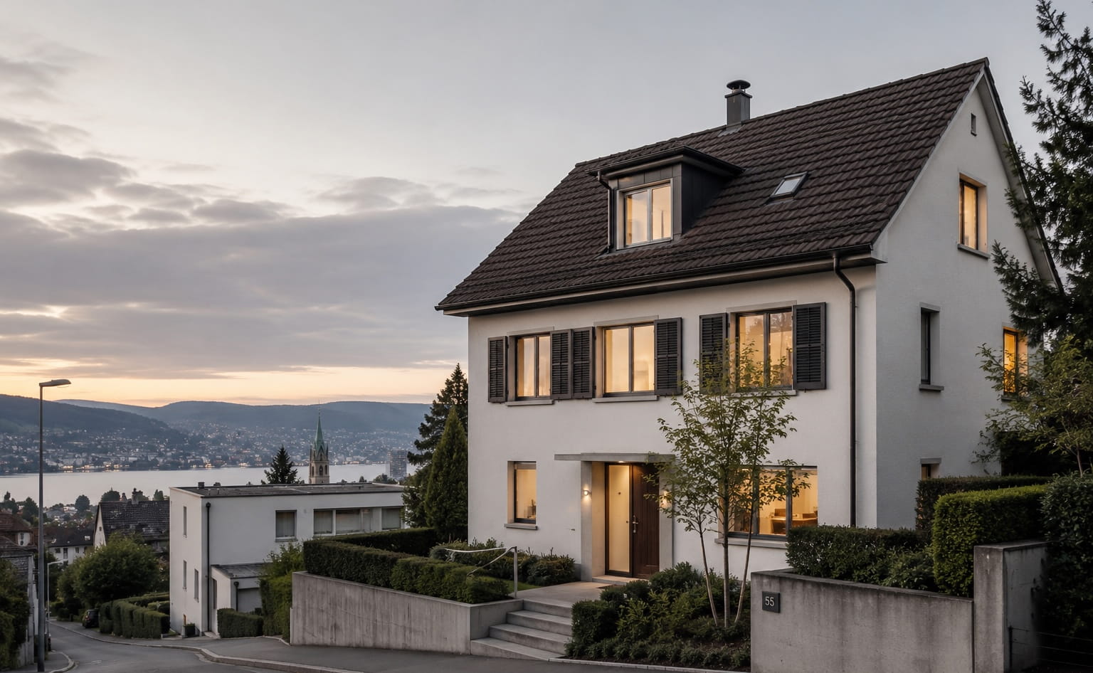 Modernes Einfamilienhaus über dem Zürichsee